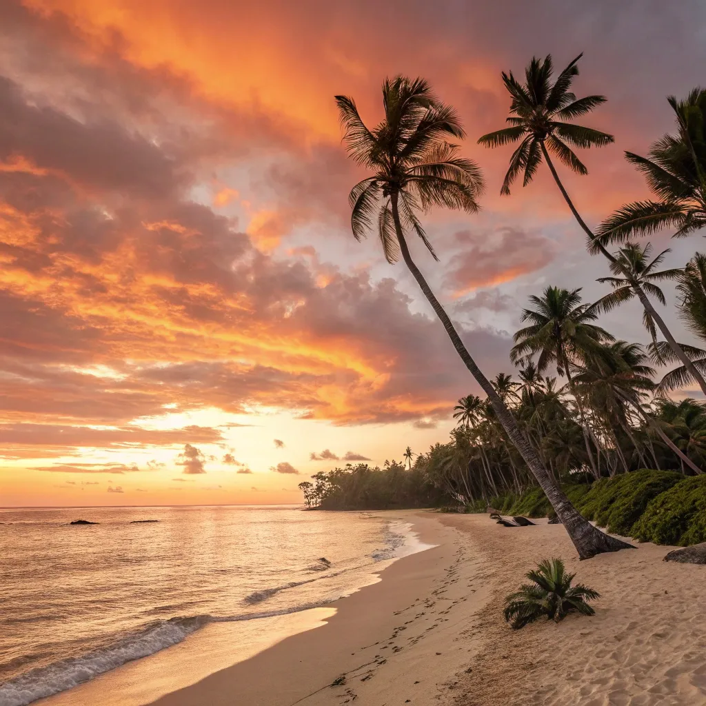 Stunning view of a tropical beach at sunset